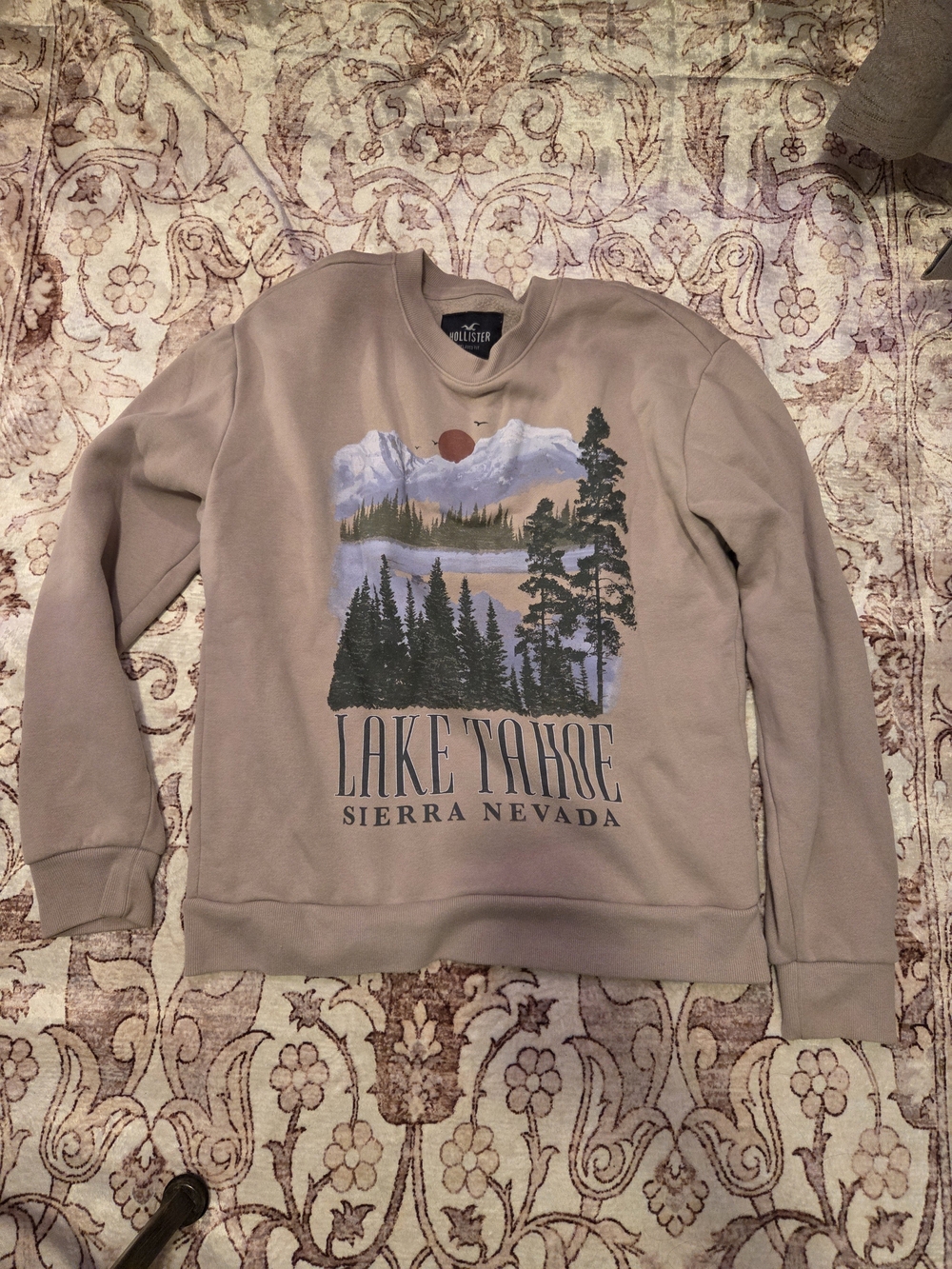 Hollister Taupe Lake Tahoe Graphic Crewneck Sweater